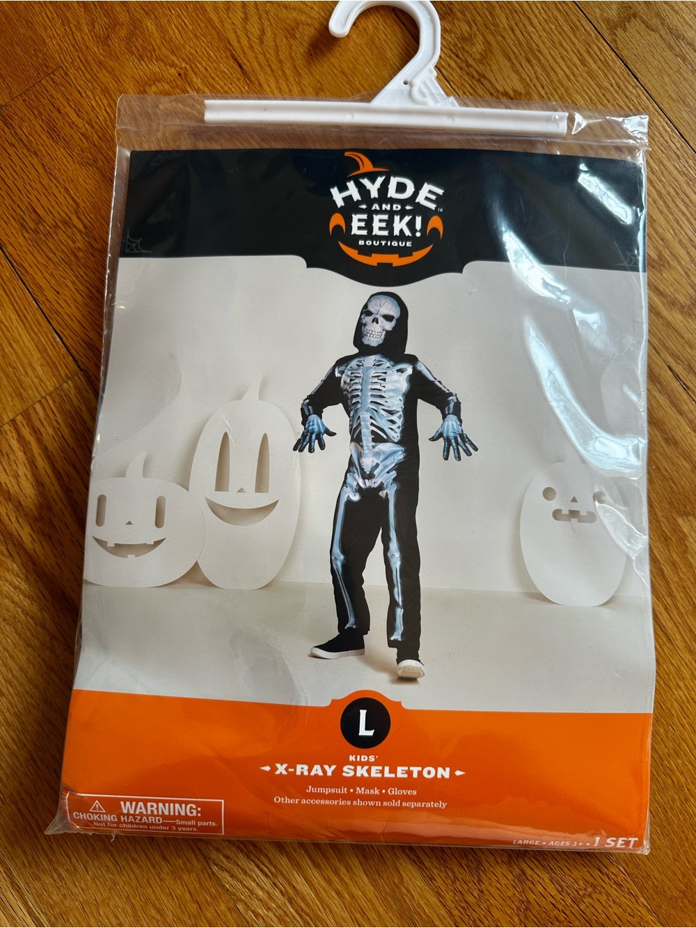 Kids' Black X-Ray Skeleton Costume - Large